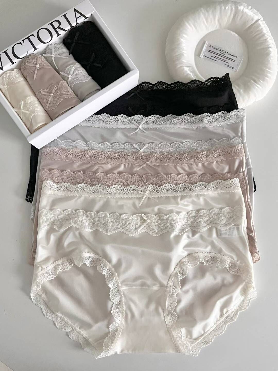VA6163 雙蕾絲醋酸中腰內褲套裝