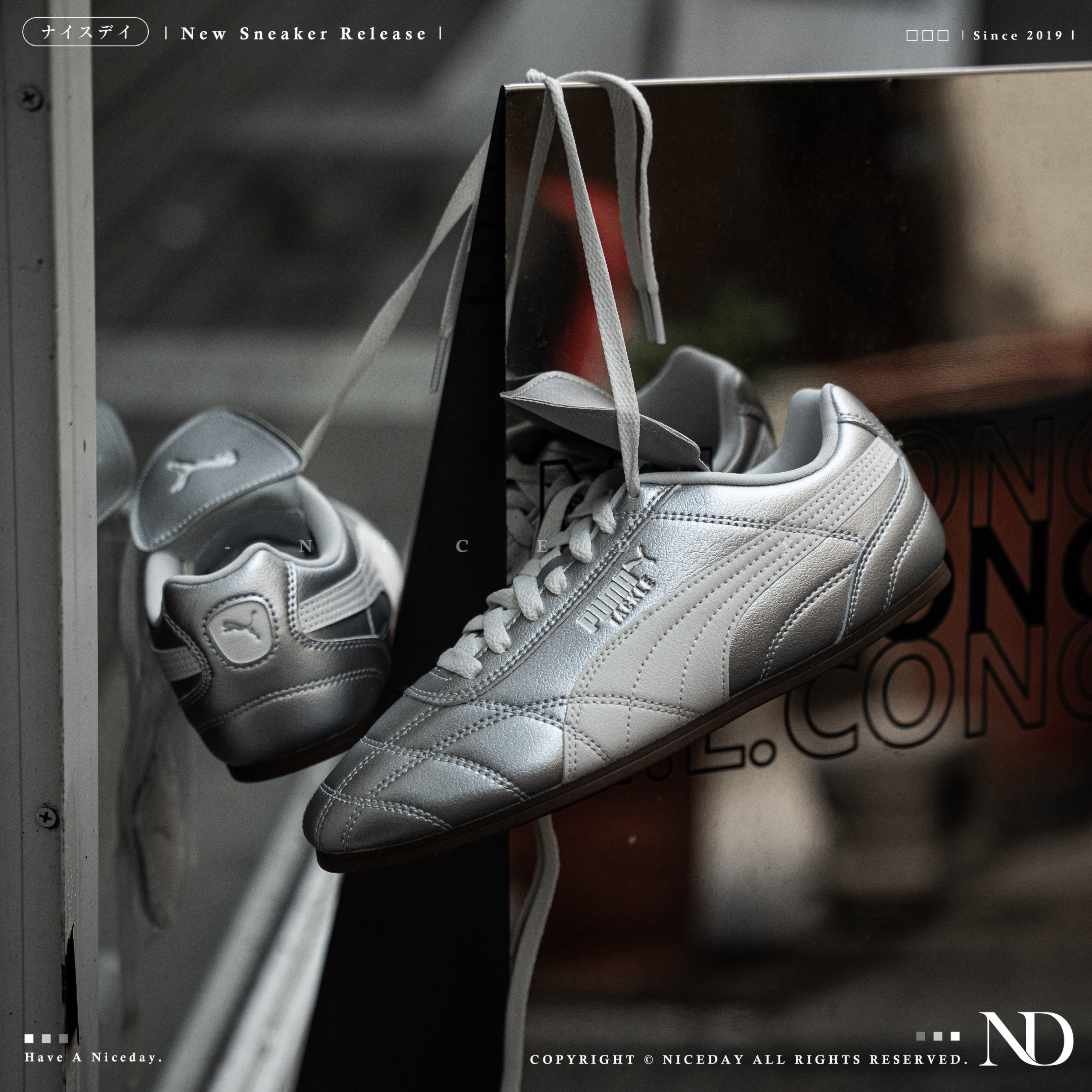 NICEDAY 現貨 PUMA Tackle PRM Metallic 銀色 休閒鞋 復古 薄底 膠底 409116-01
