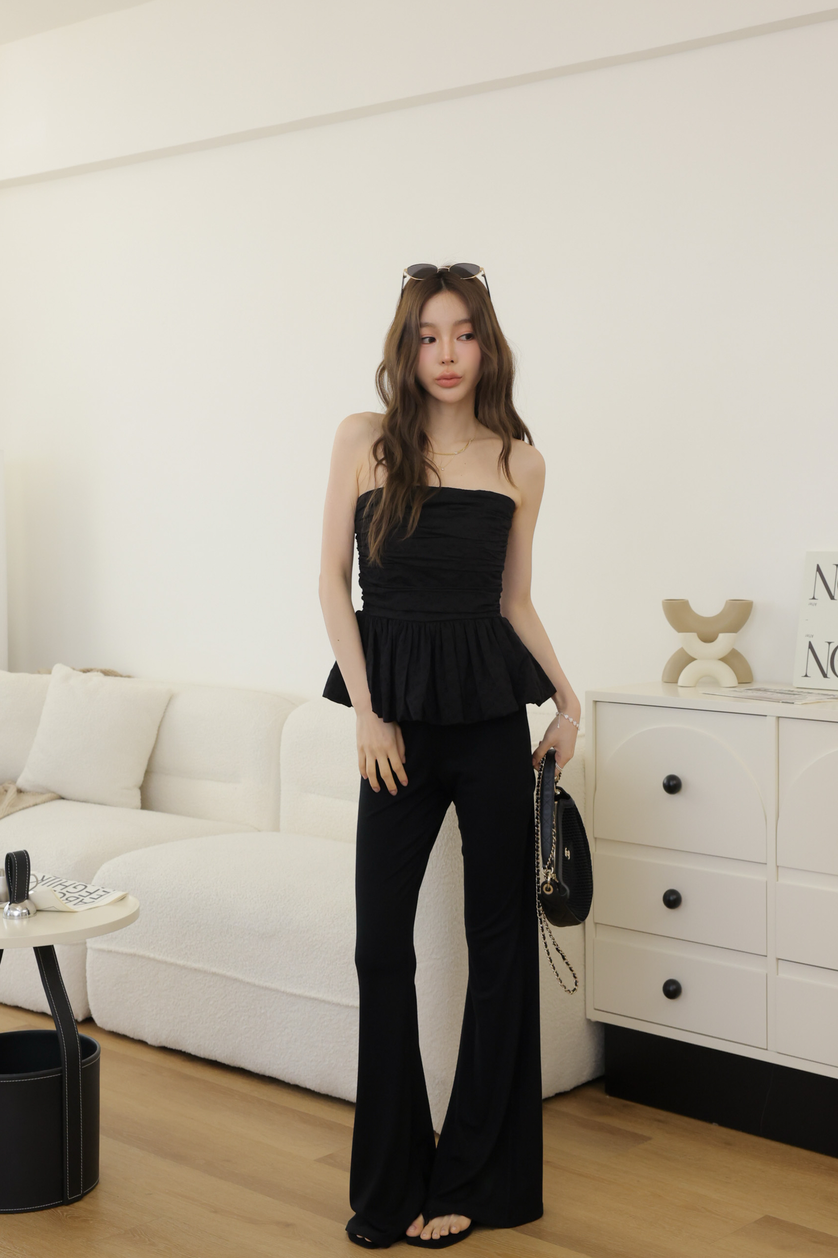 本次必收附綁帶棉質喇叭褲 HC49