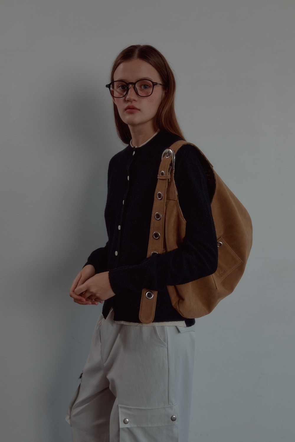 LETERIE｜*官網7折* 韓國雙面反轉肩手袋BUCKLE REVERSIBLE SHOULDER BAG - SUEDE BUTTER 麂皮/豹紋