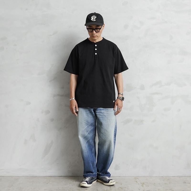 Goodwear Japan USA Cotton Henley Neck Big Tee