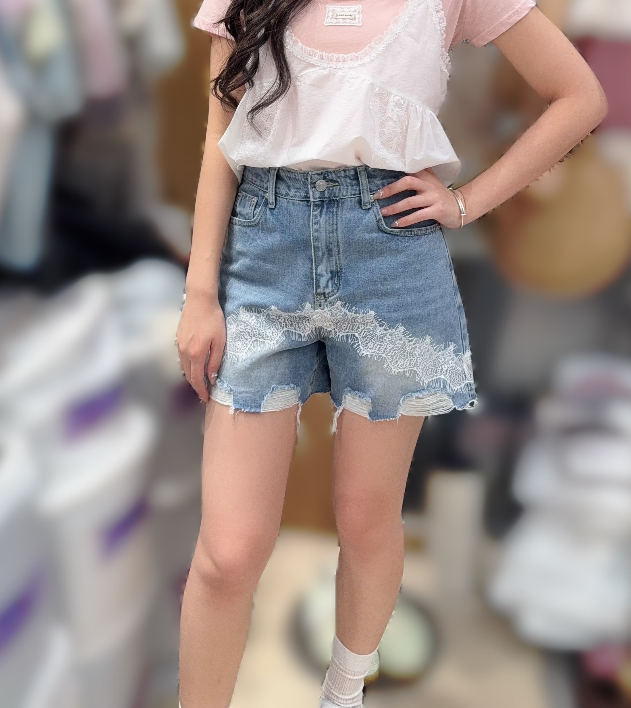 Mc76  lace 牛仔褲 S 腰28長  14.5hip.38  / M腰 29長 14.5 hip 39/ L  腰30長 14.5 hip40 $479