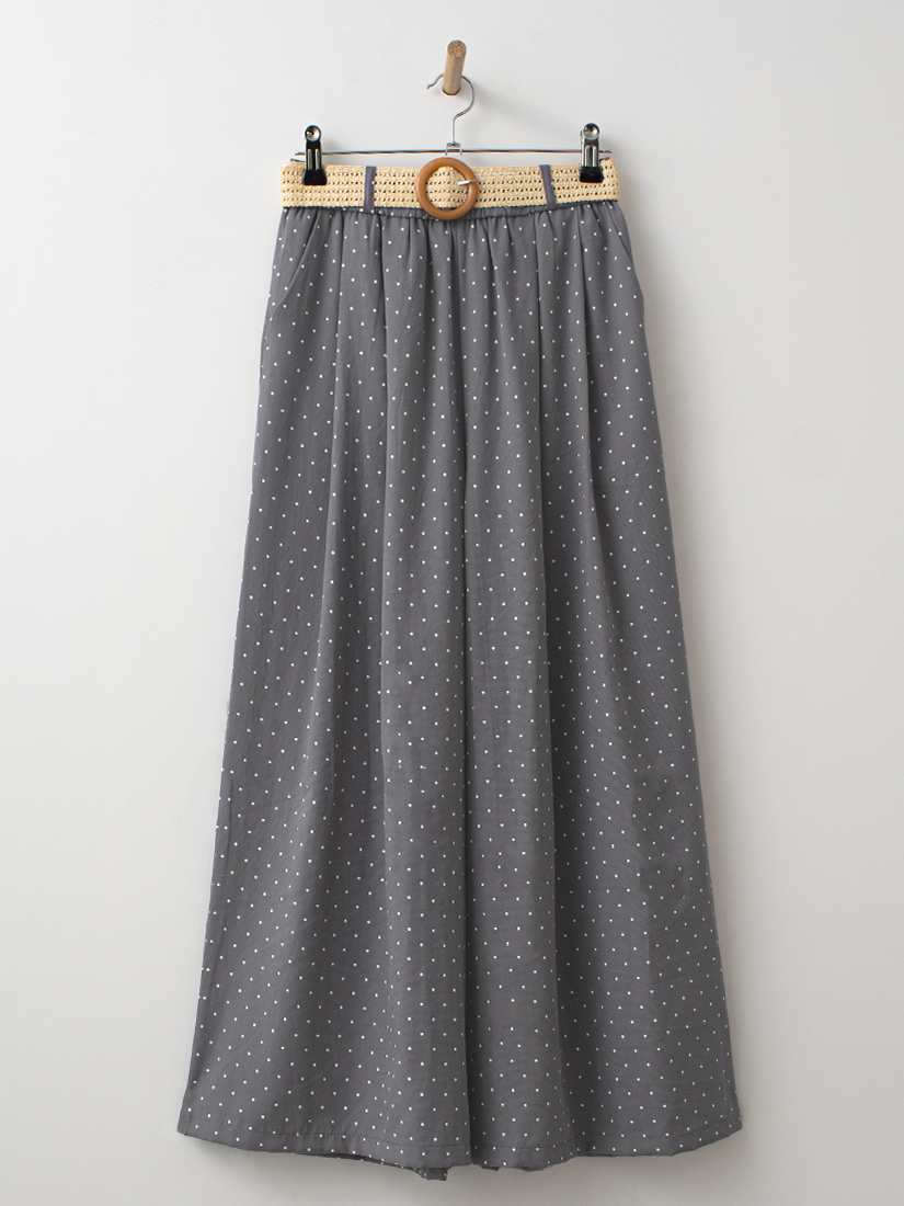 簍空緹花針織上衣棉麻感點點九分寬褲組合