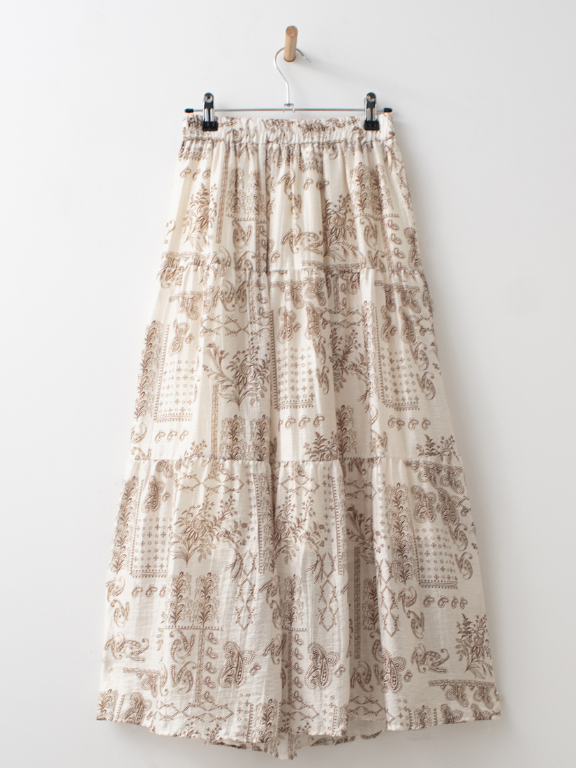 波西米亞變形蟲圖騰天絲棉麻層次蛋糕裙