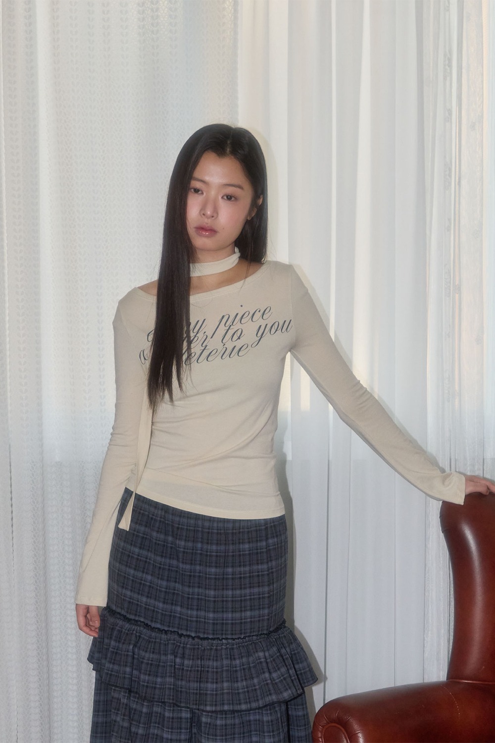 LETERIE｜LETTERING OFF-SHOULDER TIE LONG SLEEVE (5colors)