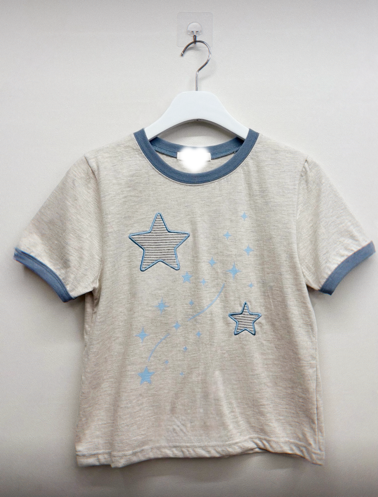 （4月韓國連線）T1504｜人氣款get ໒꒱ིྀ༝⁺熱賣拼布星星撞色Tee ⋆⭒°.⋆