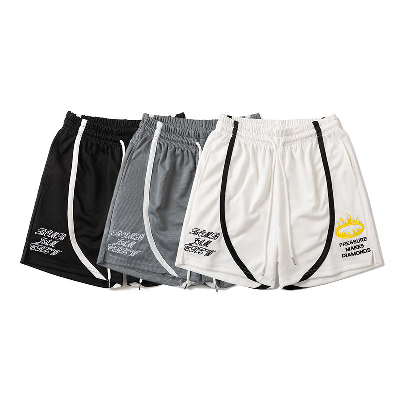 《S.V》刺繡火焰圈側開衩球褲