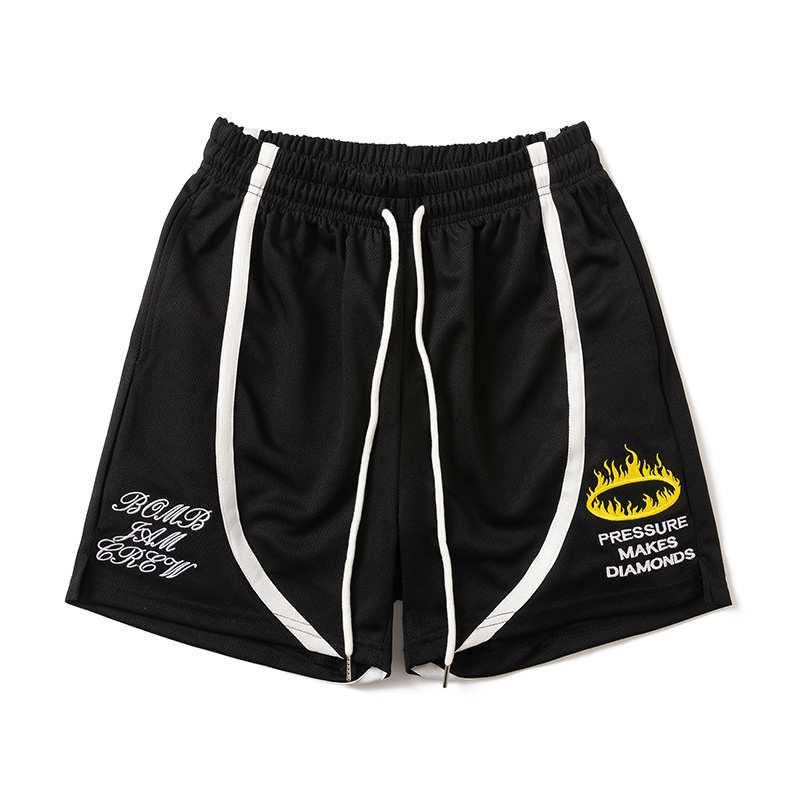 《S.V》刺繡火焰圈側開衩球褲