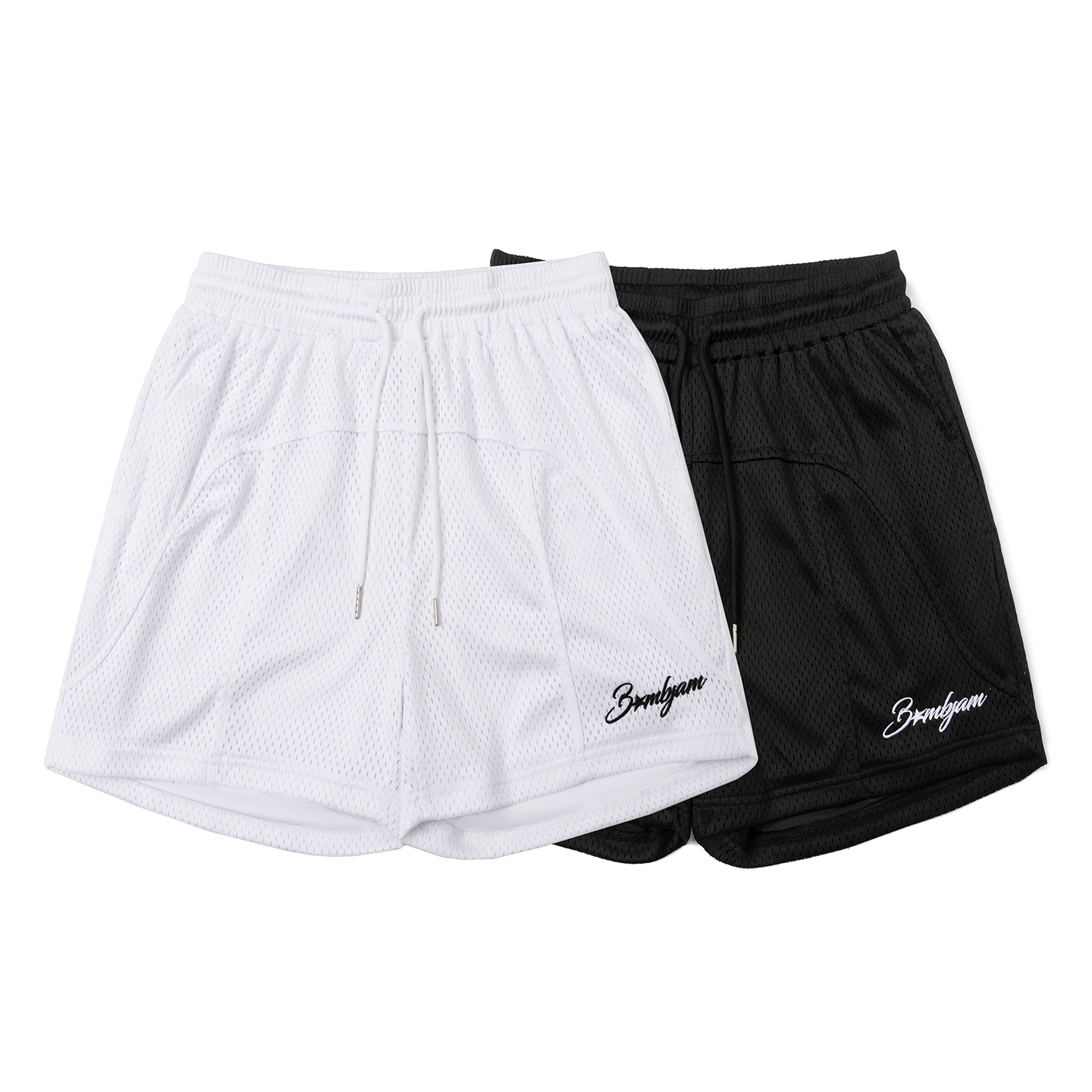 《S.V》全網眼刺繡雙層速乾短褲