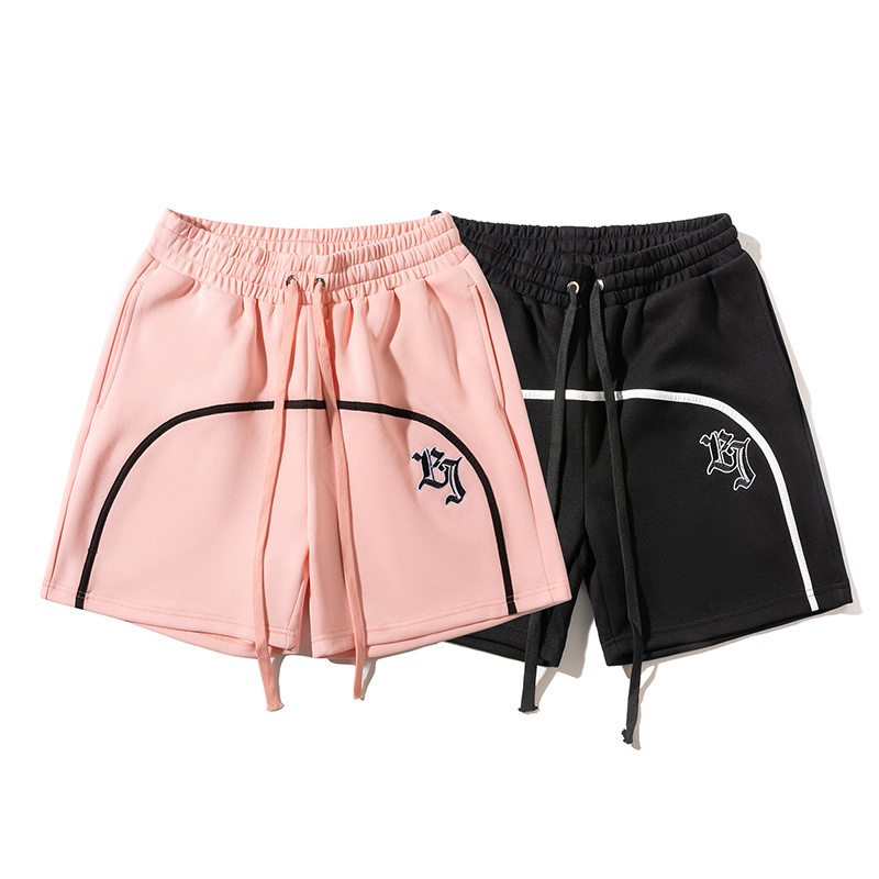 《S.V》歌德字母刺繡弧線棉短褲