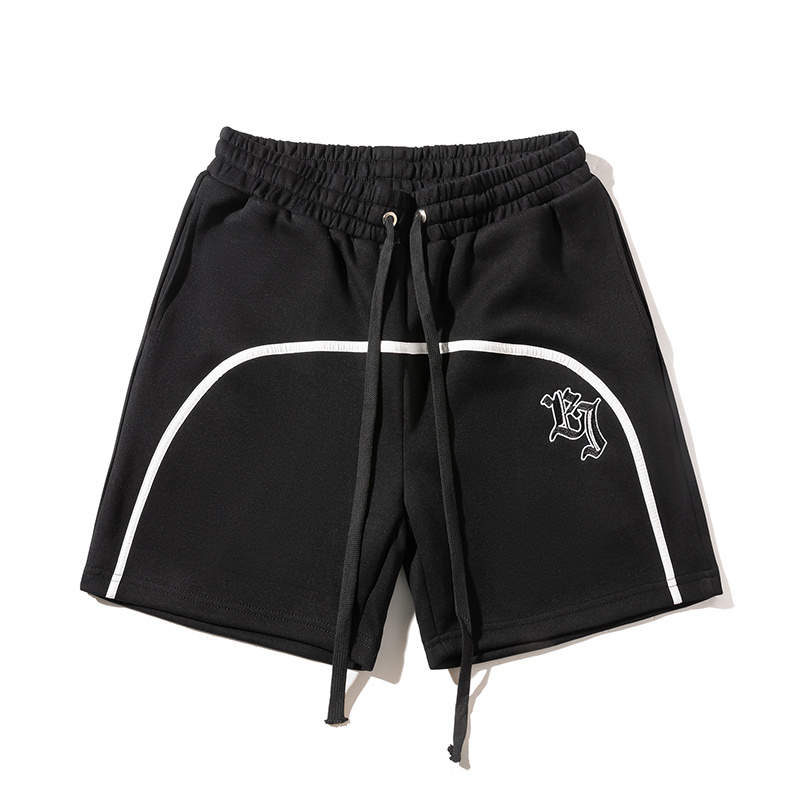 《S.V》歌德字母刺繡弧線棉短褲