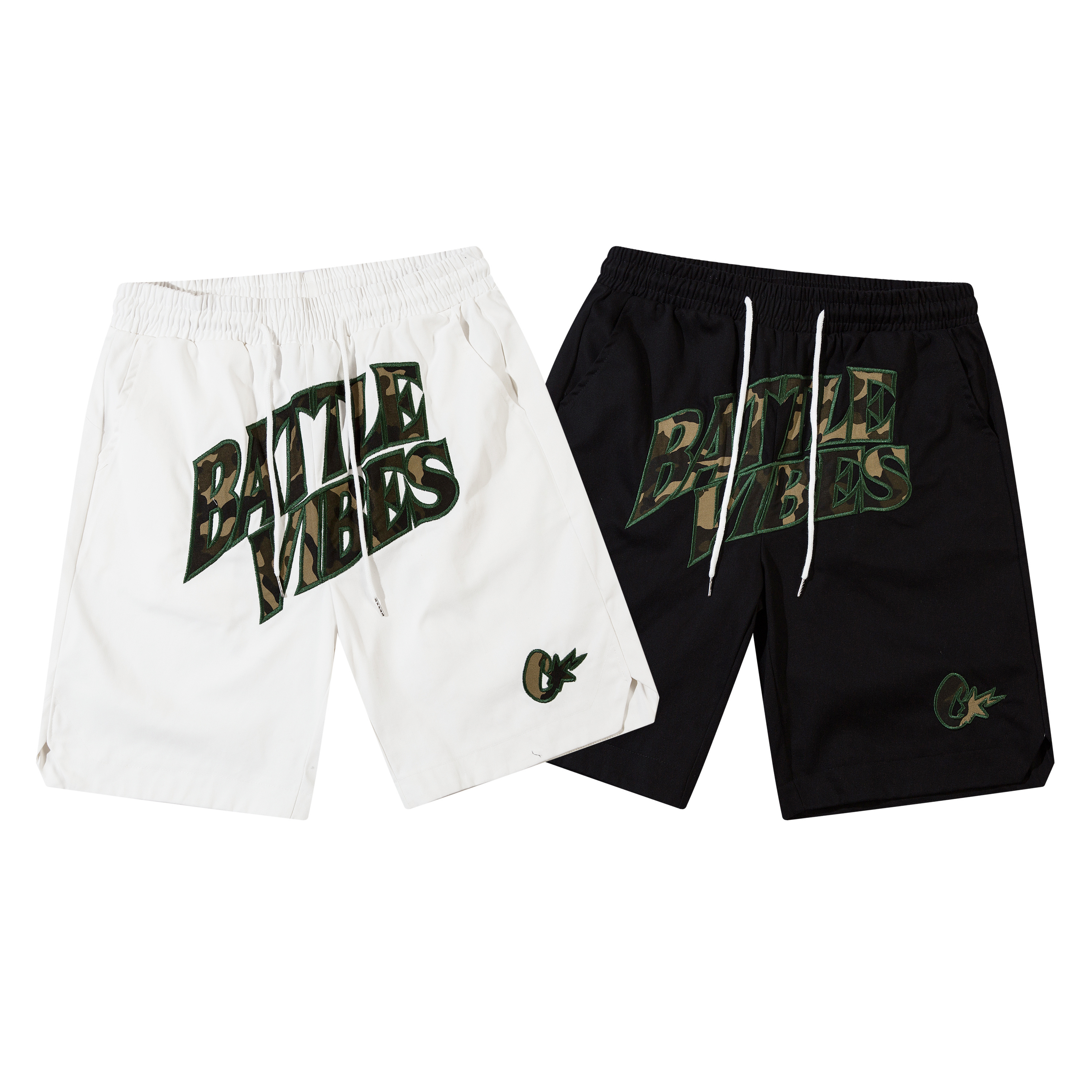 《S.V》迷彩貼布字膝上球褲