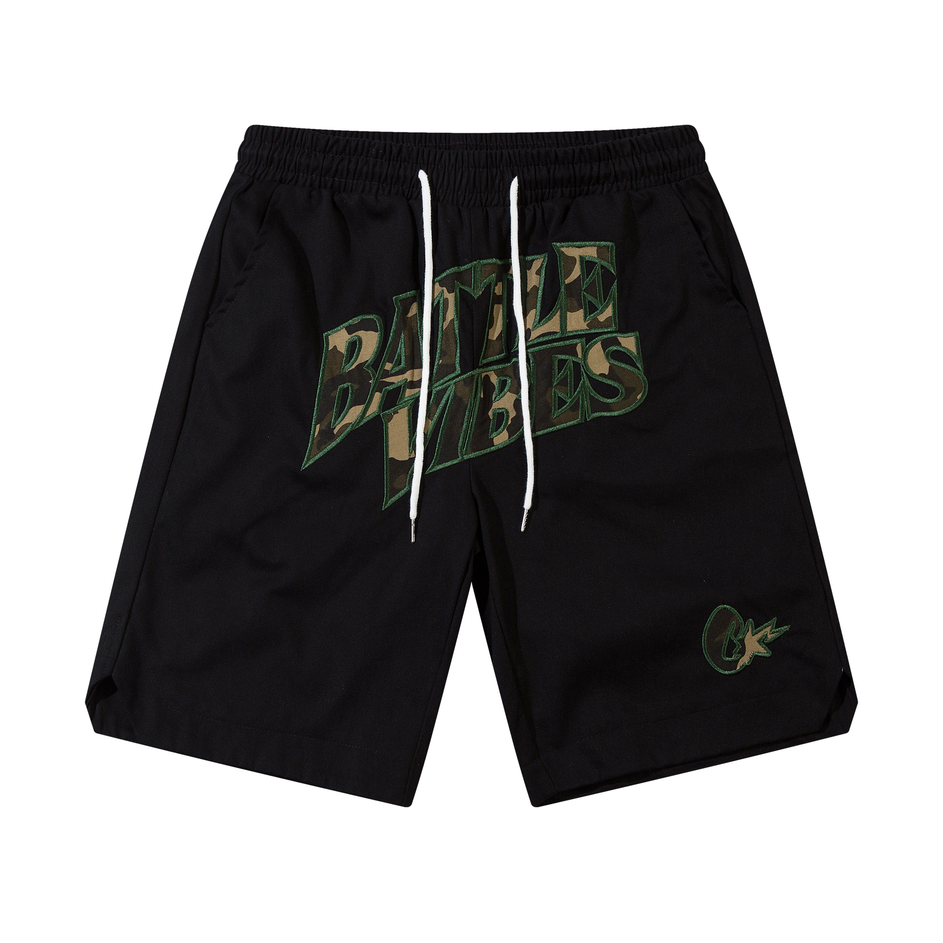 《S.V》迷彩貼布字膝上球褲