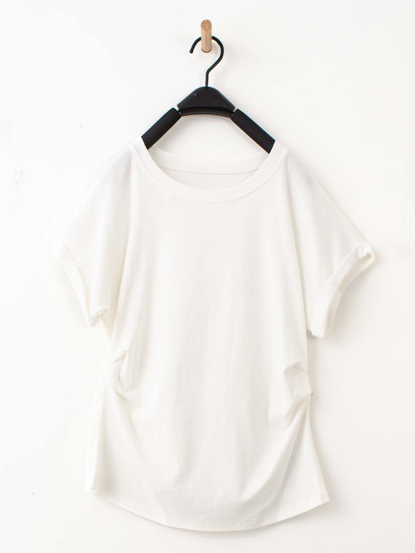 棉柔質感側抓皺上衣點點印花九分寬褲組合