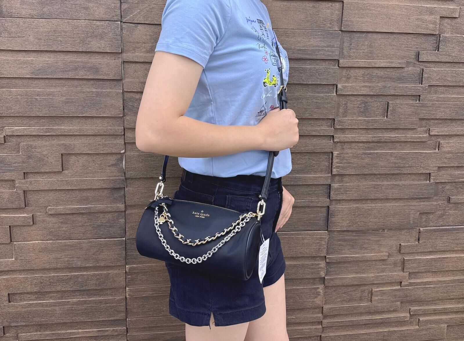 LYS01674 KATE SPADE 圓筒袋鏈包黑色