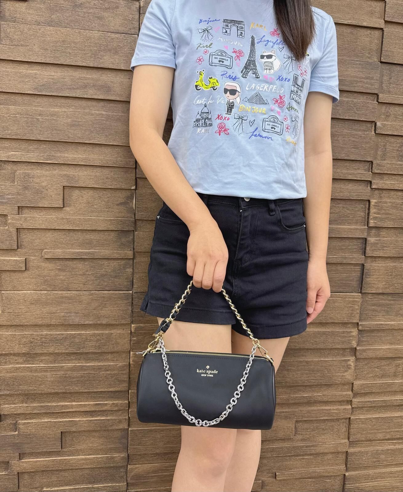 LYS01674 KATE SPADE 圓筒袋鏈包黑色