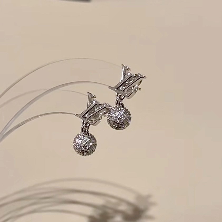 18k ”lconic Louisa Strass白金滿鑽球字母耳墜”高奢定製