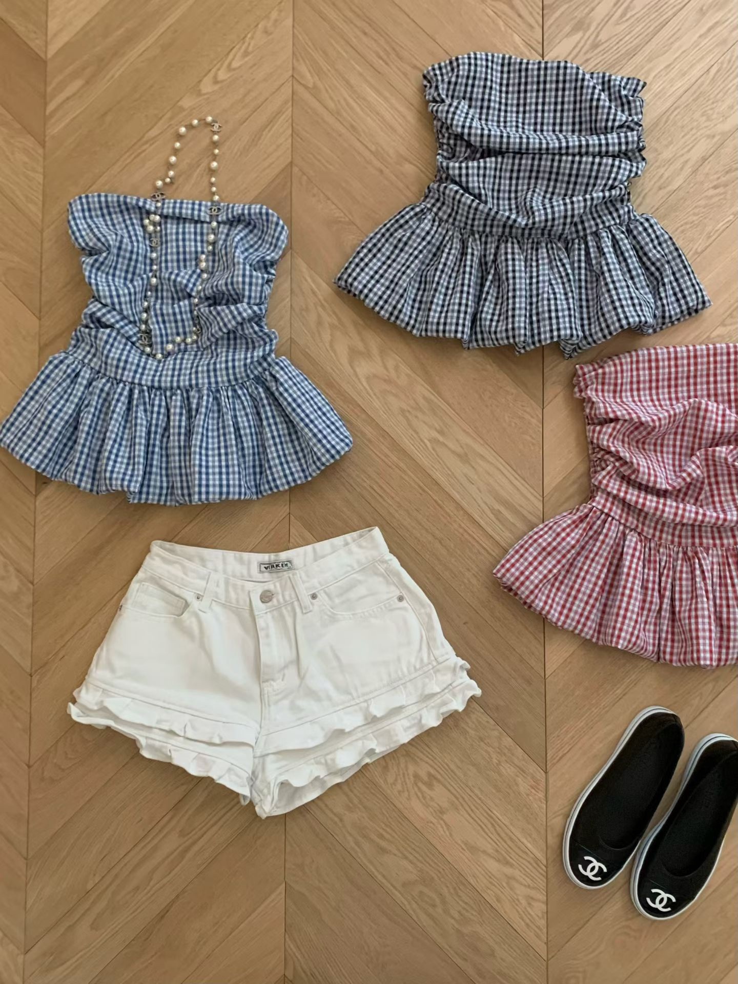 🇰🇷(預購)#AP26 平口格紋背心(藍/黑/紅)