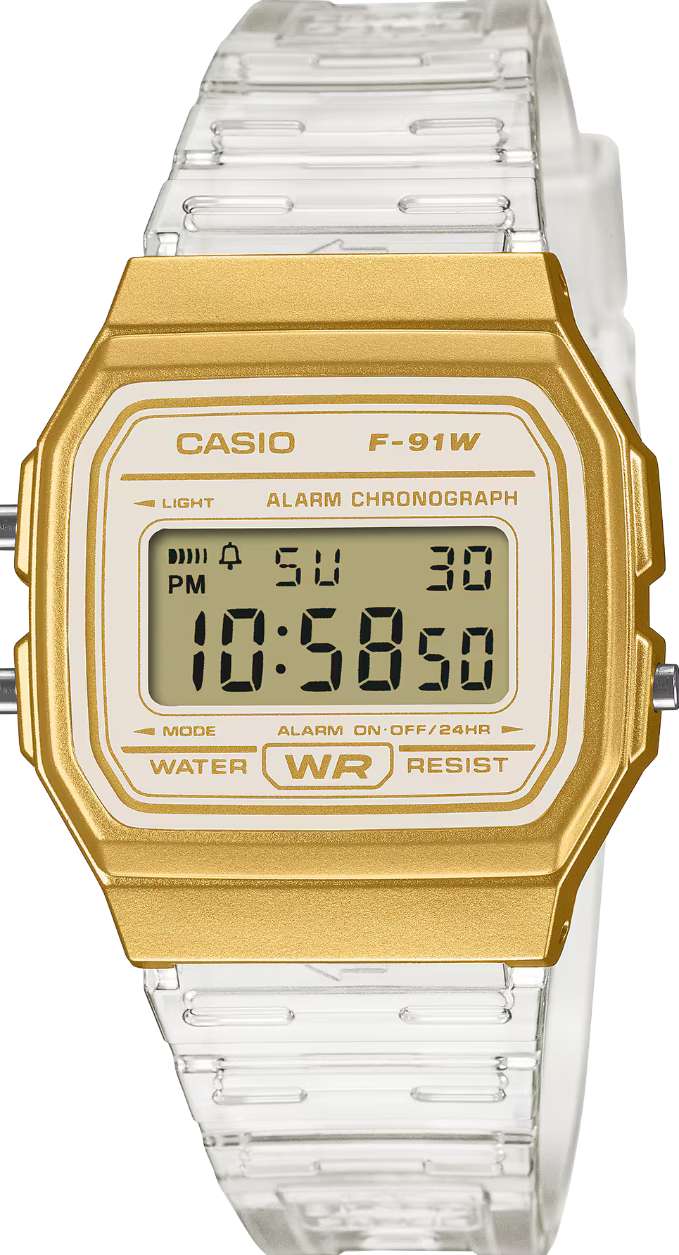 萬年鐘錶 - 卡西歐  CASIO   纖薄輕巧果凍透明感電子錶 F-91WS-7A2 錶徑 35.2 MM