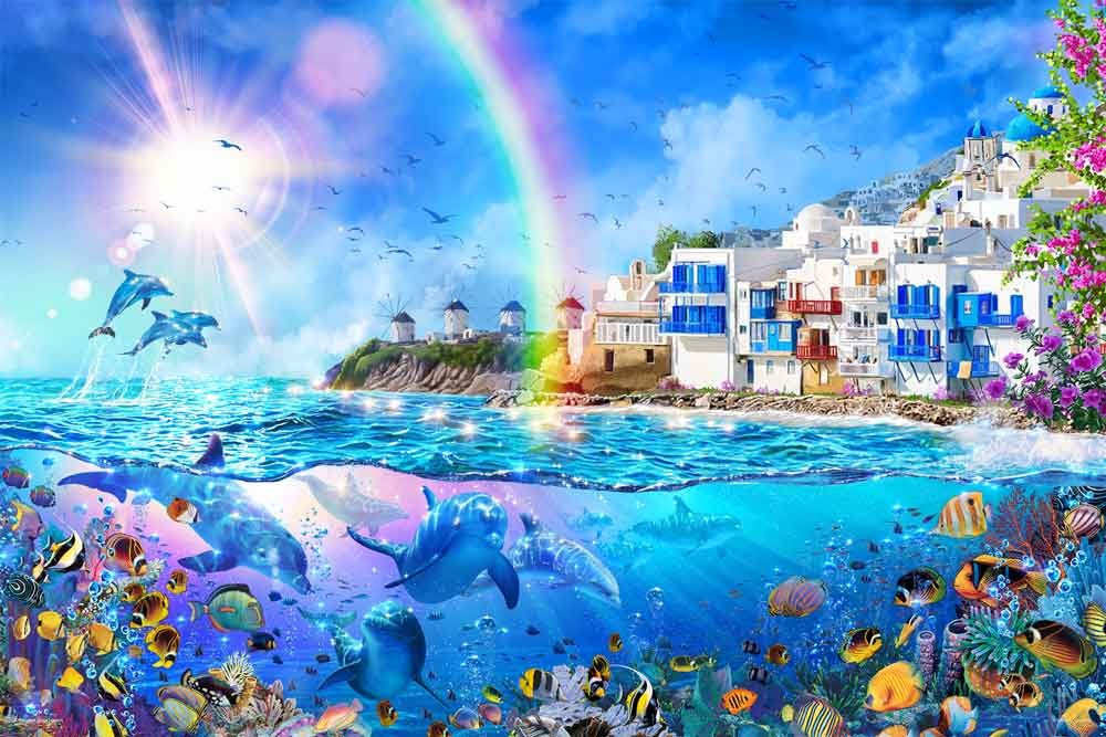 米克諾斯島的海豚 (鋁箔面)