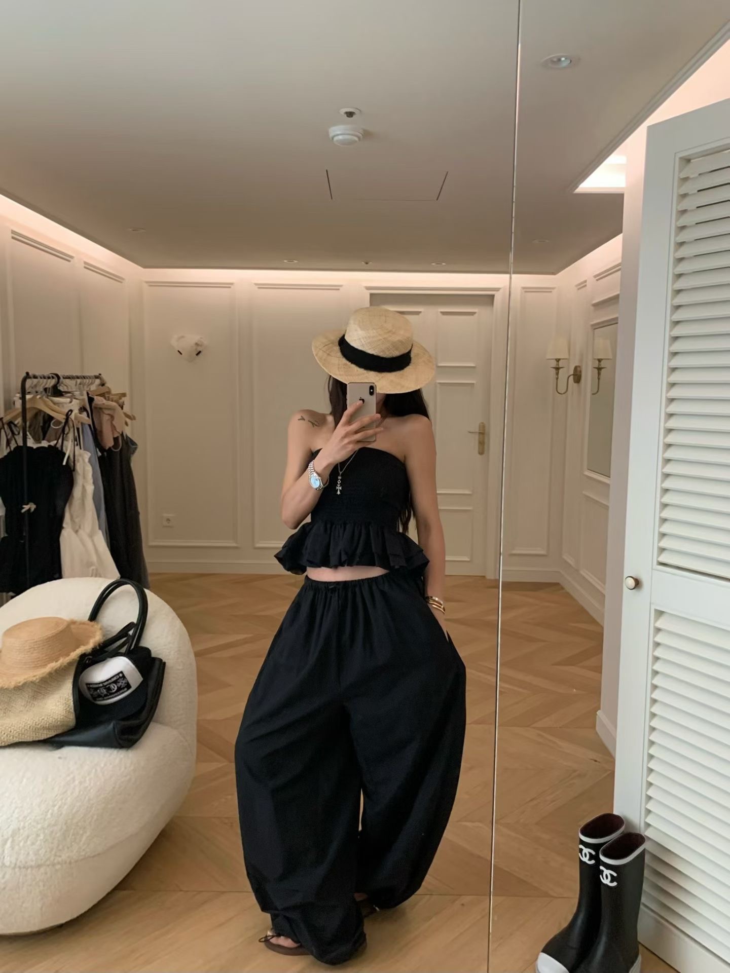 🇰🇷(預購)#AP05荷葉平口背心(深灰/淺灰/白/黑)