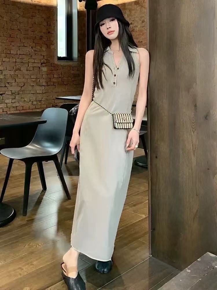 985 小性感翻領水洗長洋