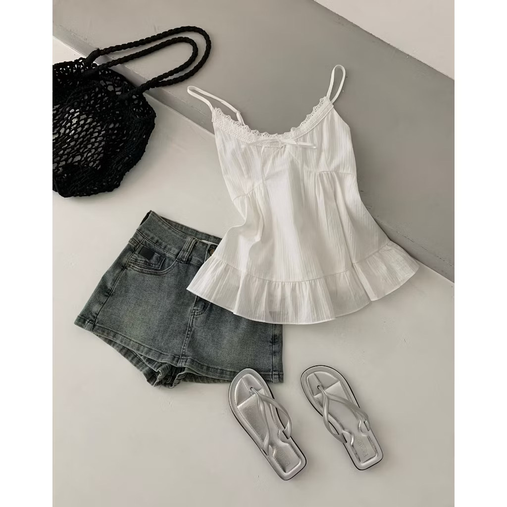 825 燒花細帶背心