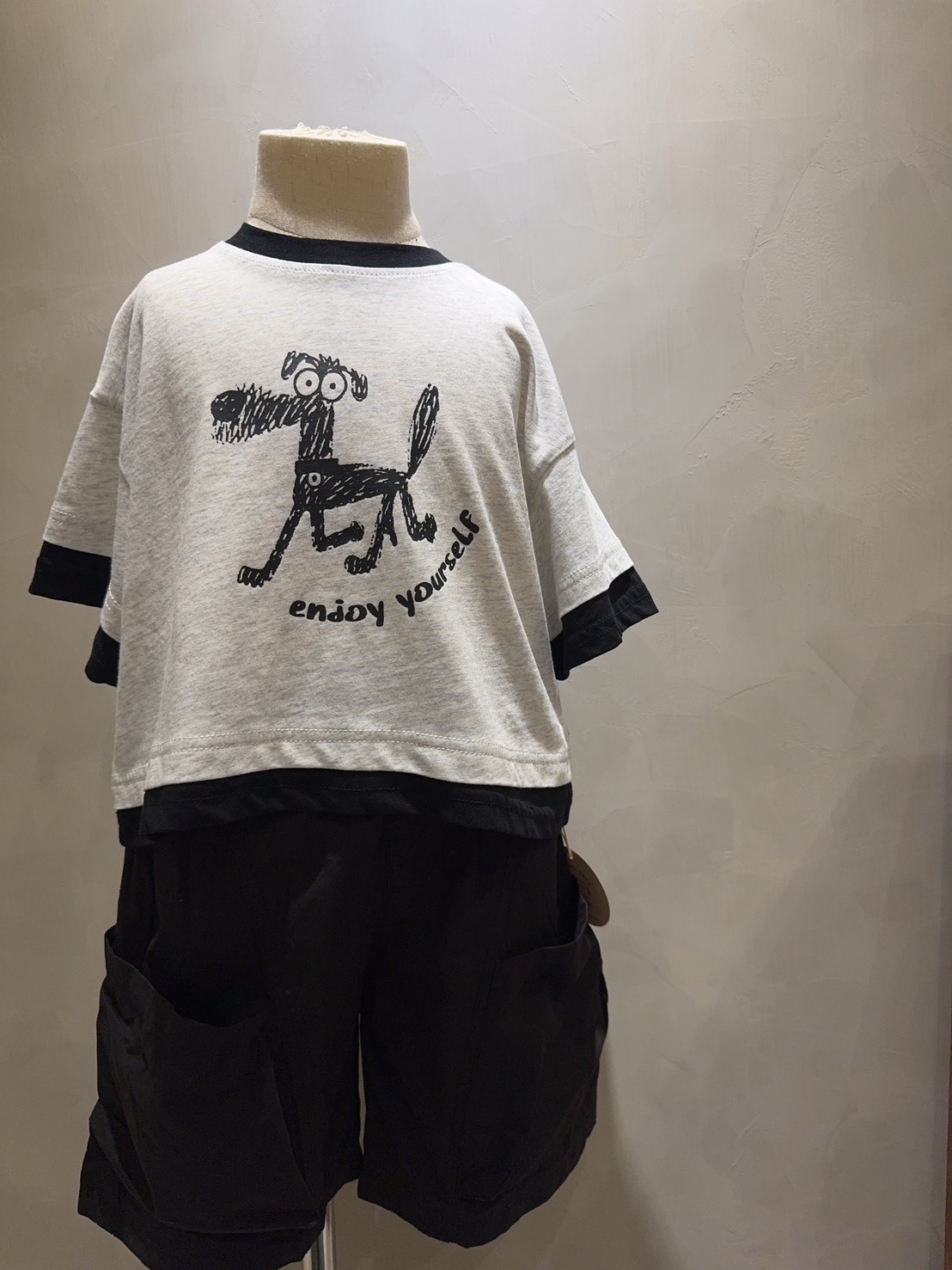 BA13寬版狗黑褲套裝