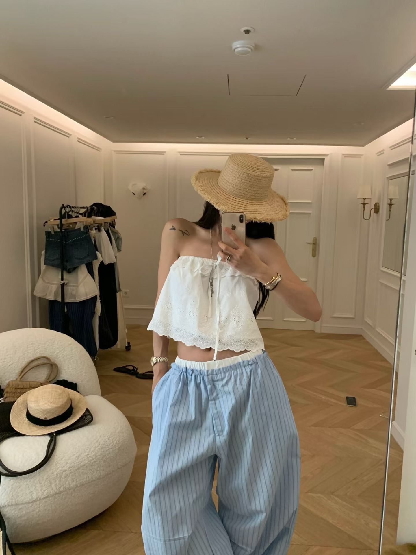 🇰🇷(預購)#AP07 可可愛愛提花平口背心(黑/白)