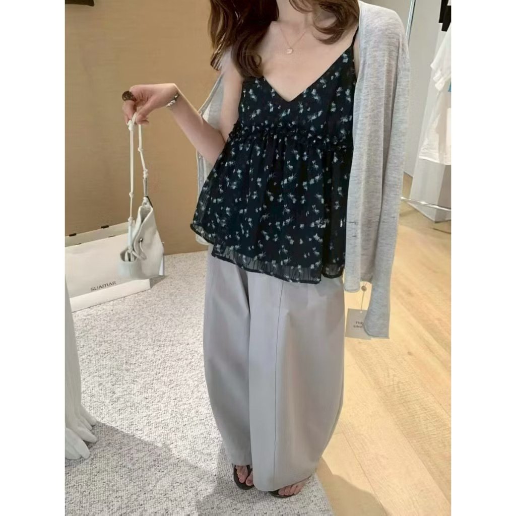 103 碎花雪紡細肩帶背心