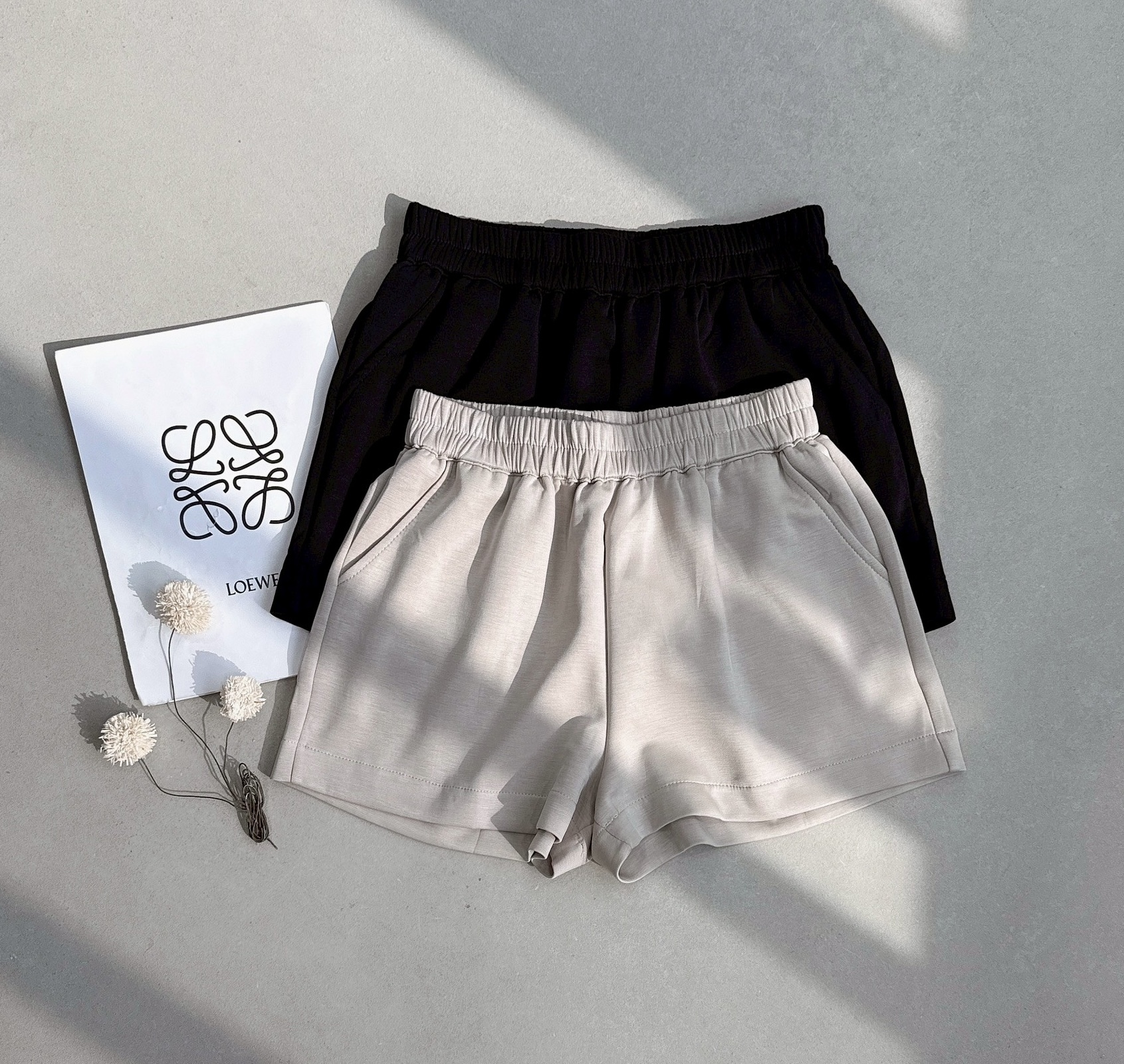 側口袋鬆緊太空棉短褲