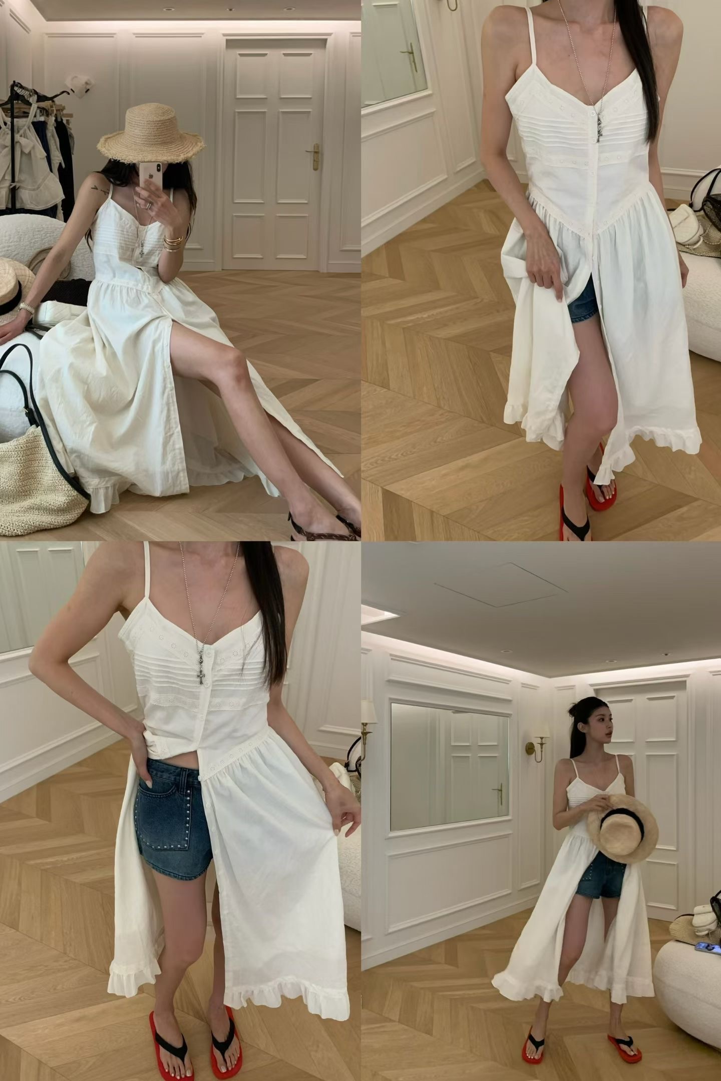 🇰🇷(預購)#AP09 排扣細帶背心洋(杏/白/黑)