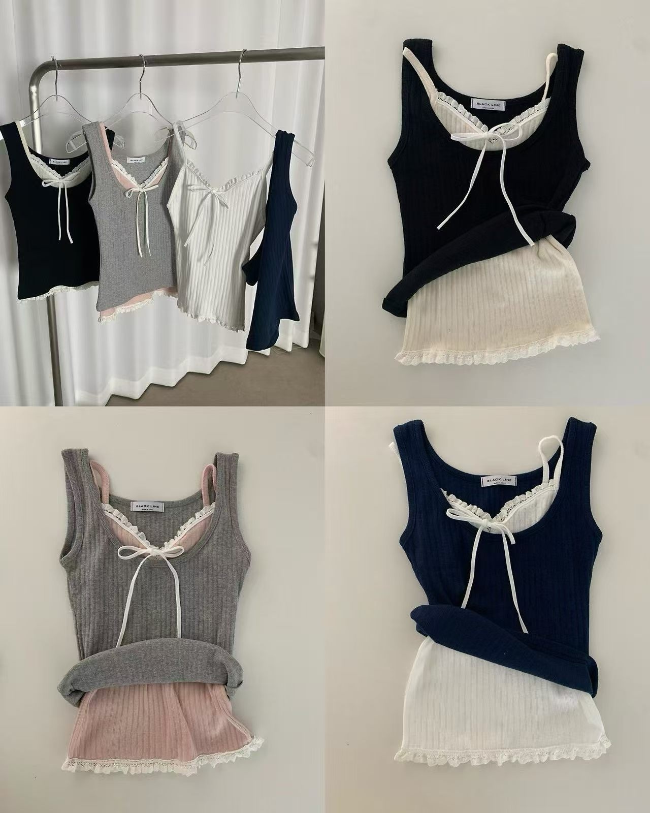 515 正韓兩件式蝴蝶結綁帶背心