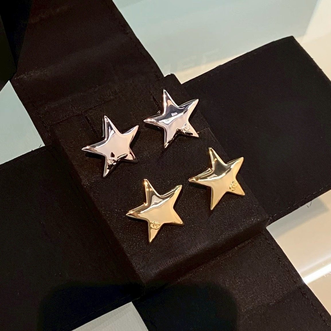 18k 26s五角大星星雙C耳釘/高奢定製