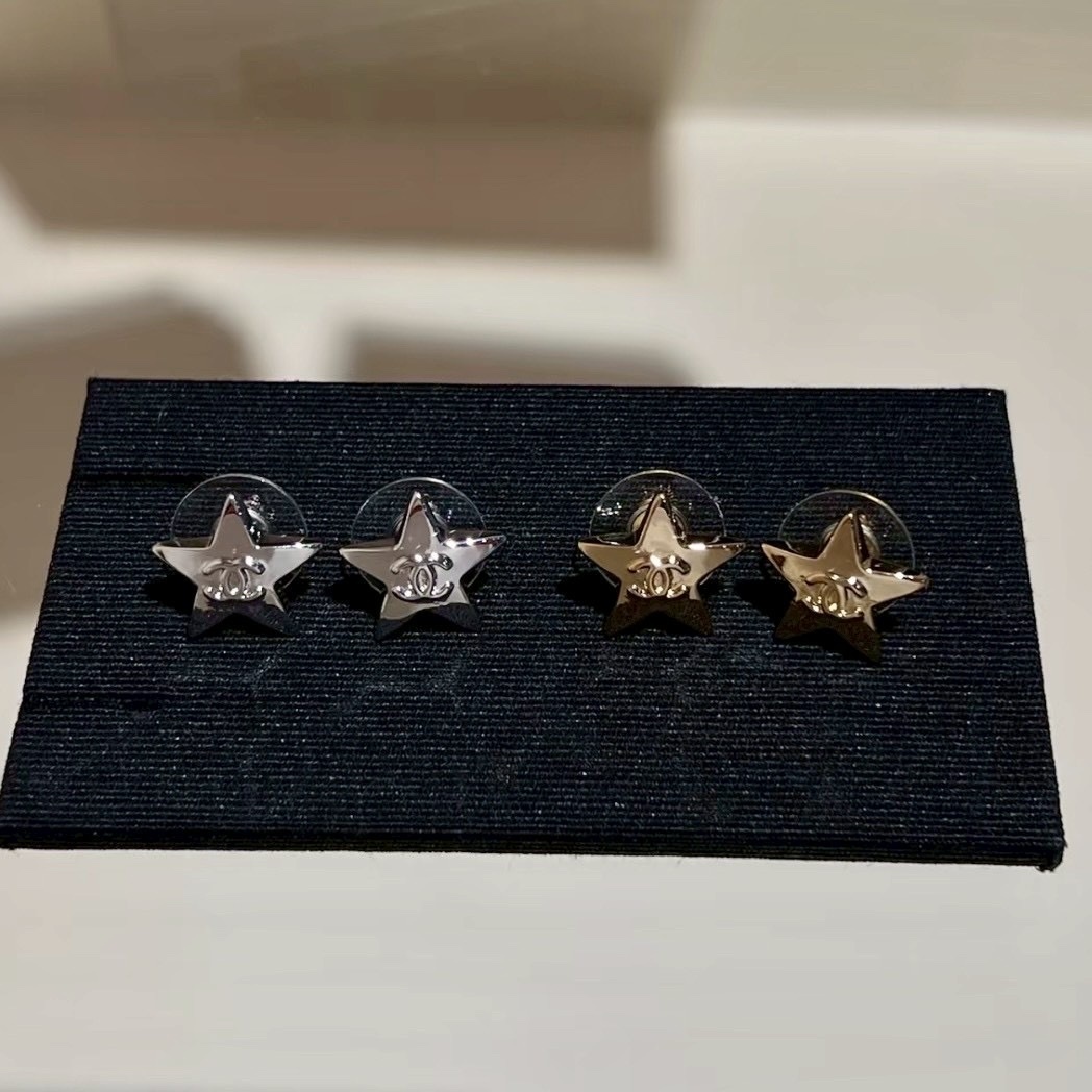 18k 26s五角小星星雙C耳釘/高奢定製