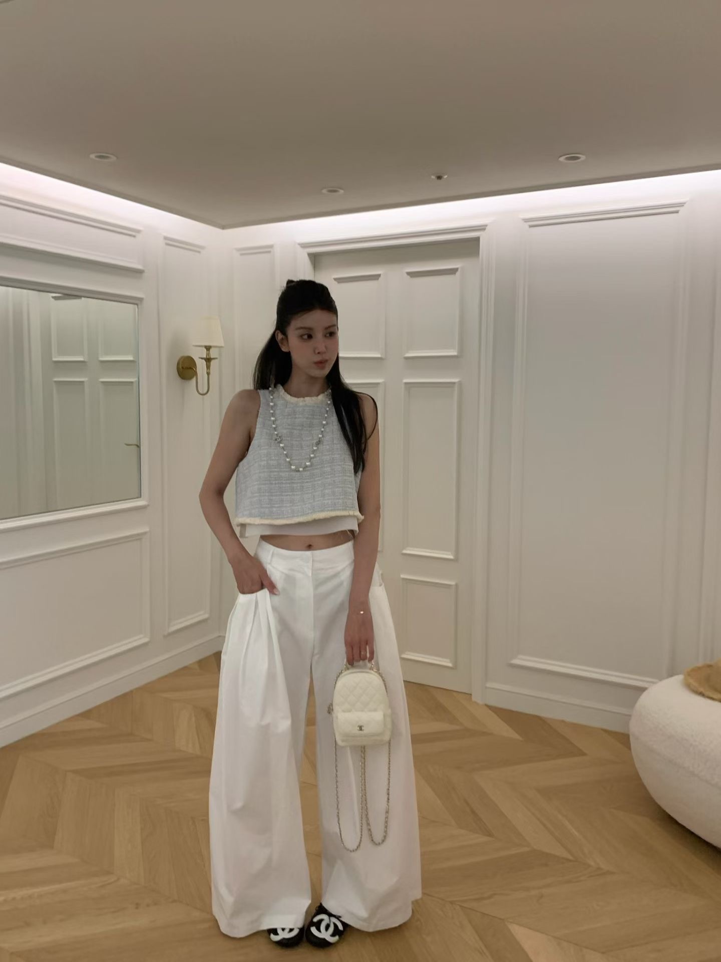 🇰🇷(預購)#AP12 毛呢短版背心(黑/白/灰)