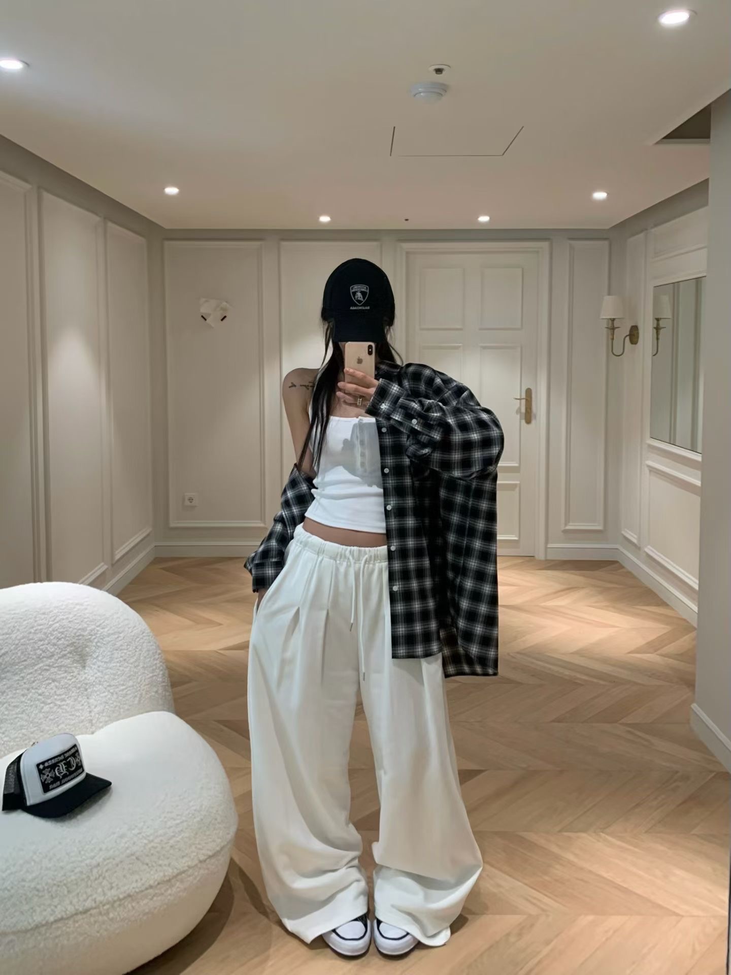 🇰🇷(預購)#AP35 打褶抽繩棉褲(白/灰/粉/杏/黑)