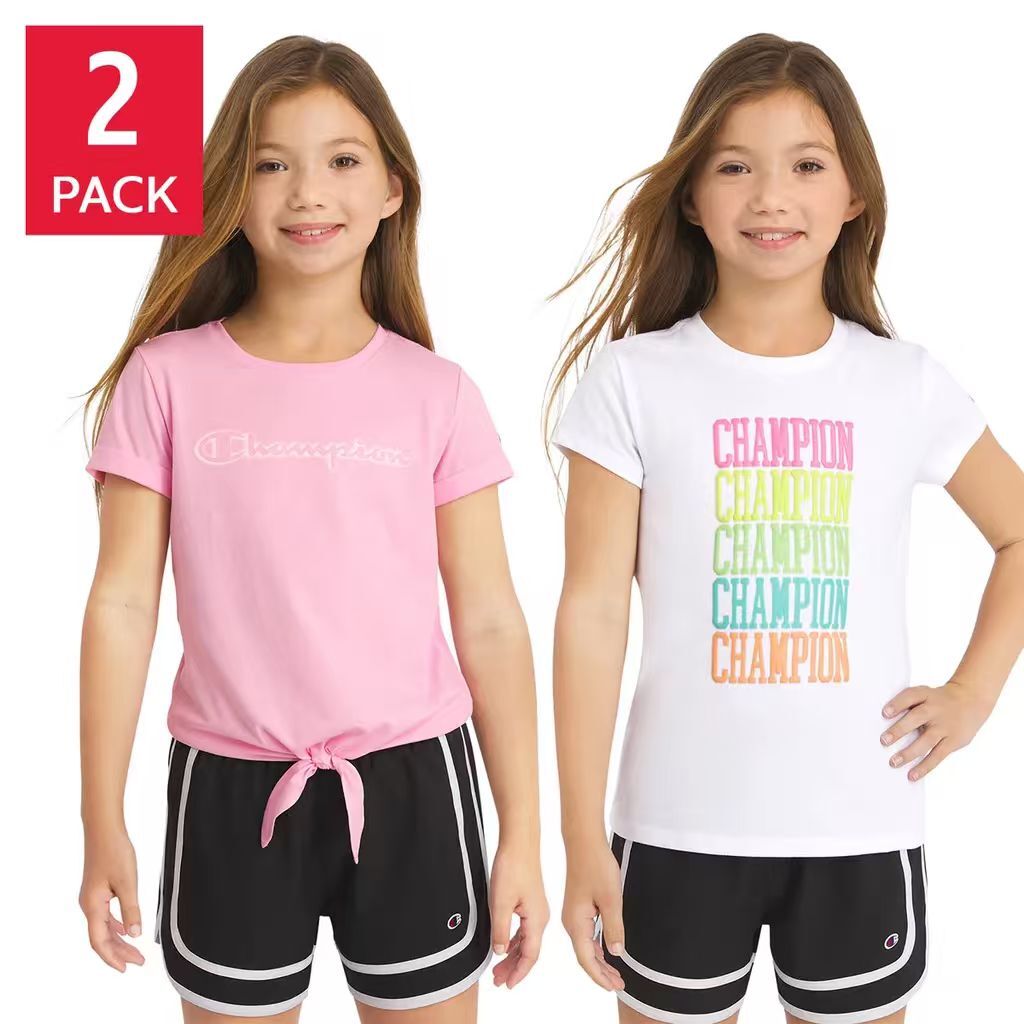 【預購】H043006 Champion 中童女生經典短袖 T 恤（兩件裝）