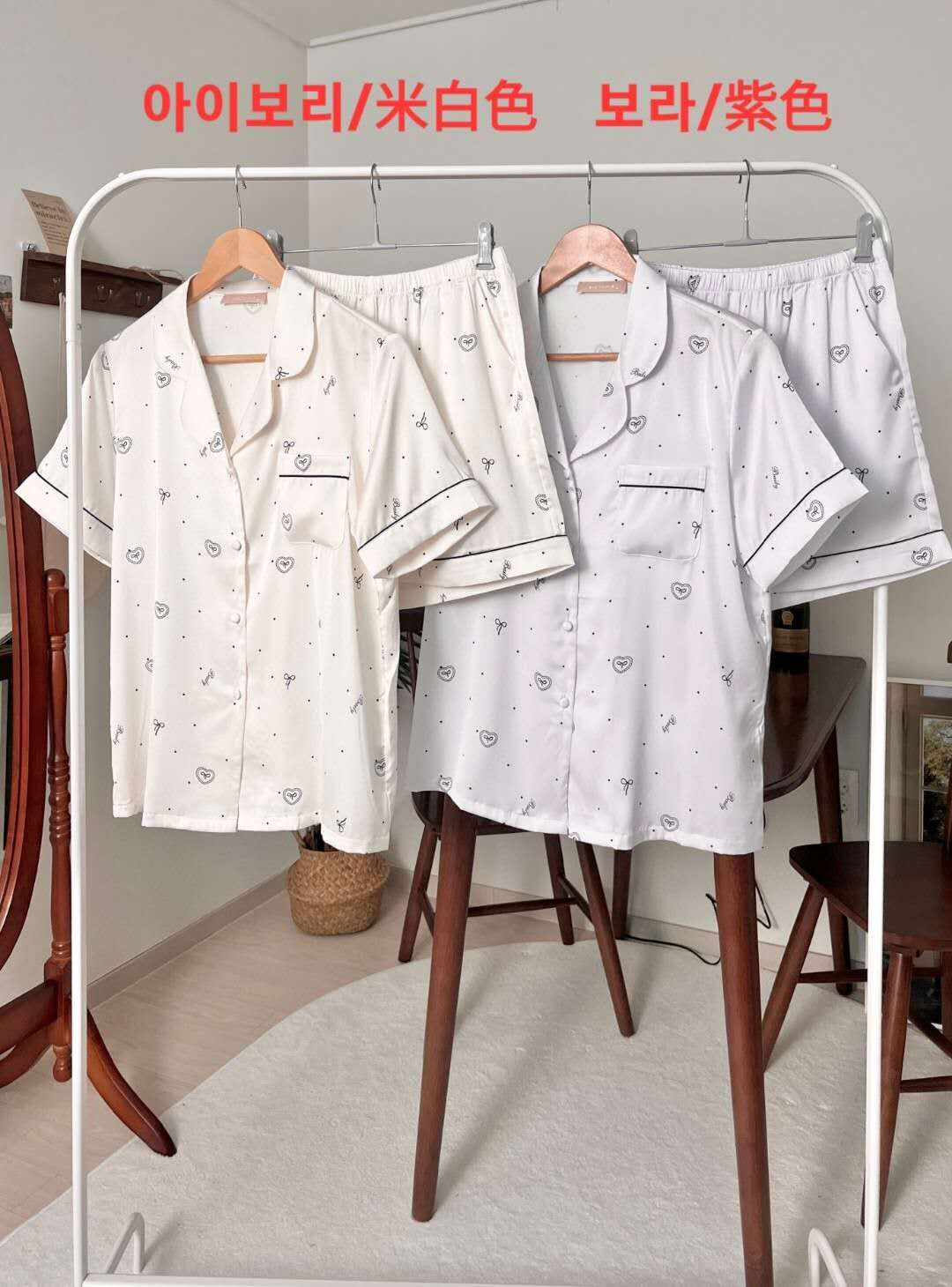 VA6165 心型蝴蝶結醋酸睡衣