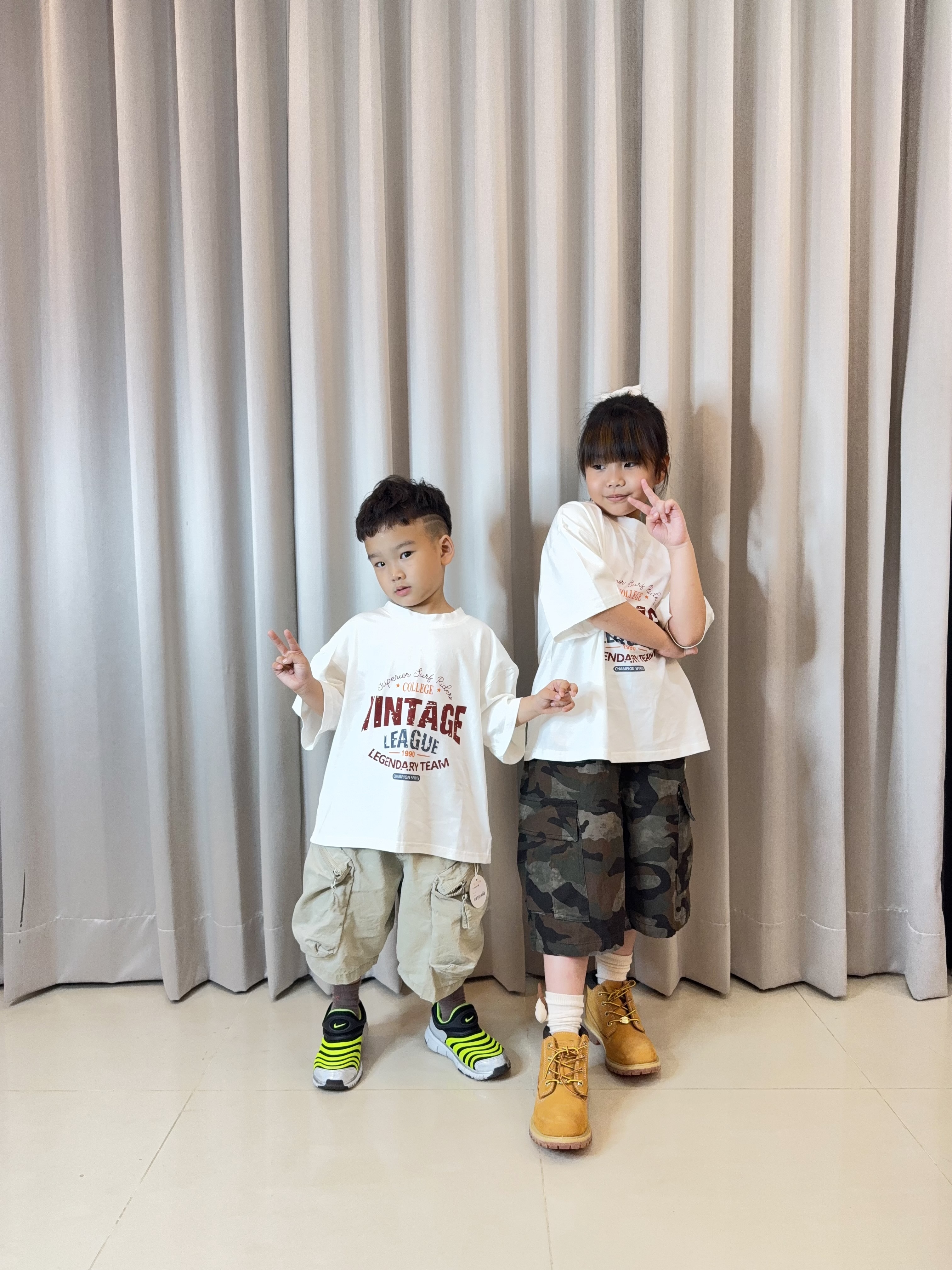 小童雙拉鍊口袋工裝短褲