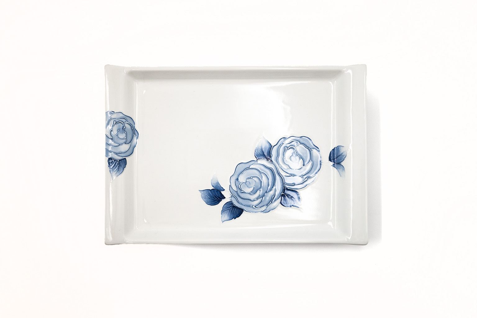 砥部燒｜大西陶芸 藍染玫瑰 餐盤 30cm