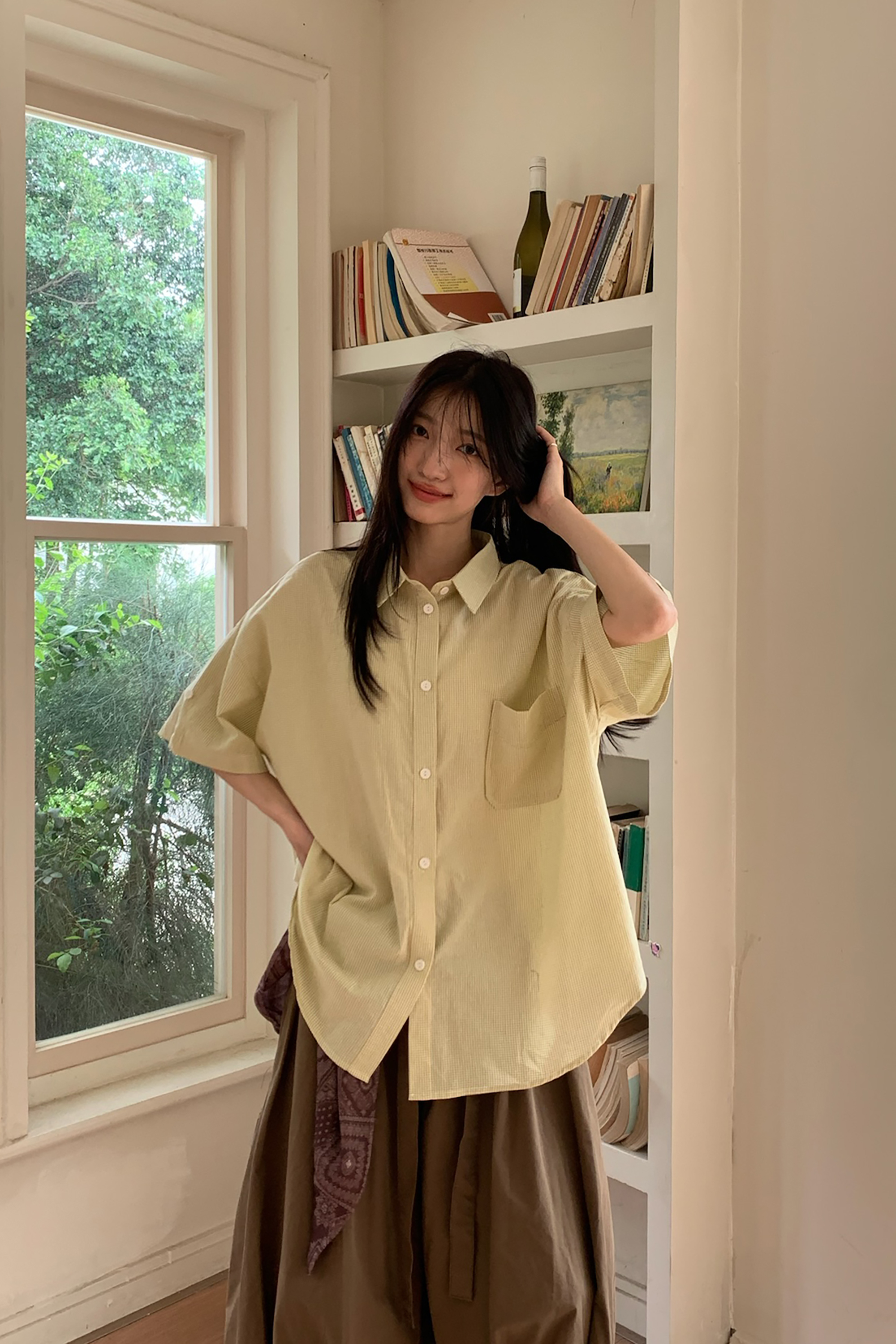 April｜檸夏小格鈕釦短襯 2色