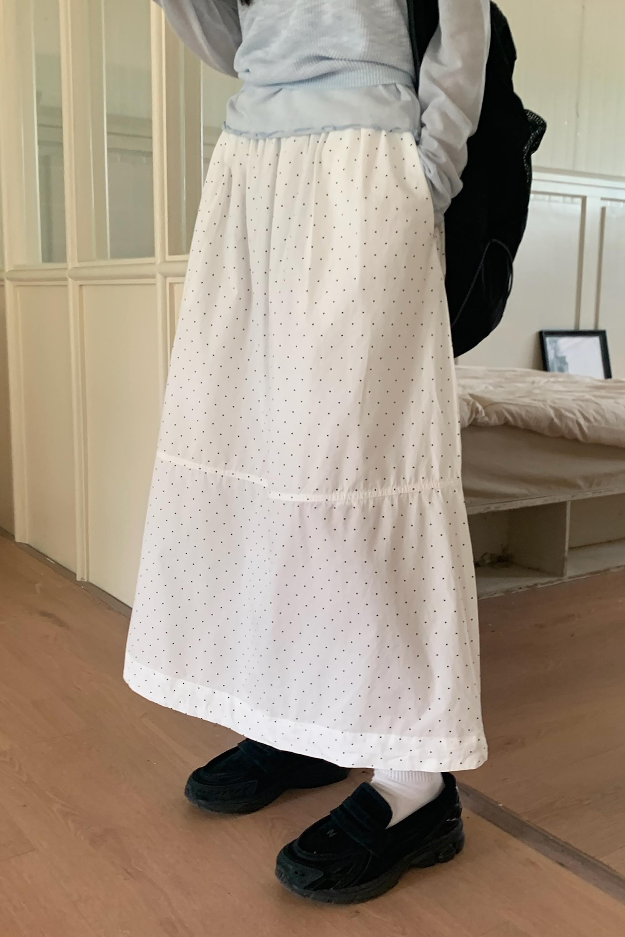 April｜日系點點縮口半裙 3色