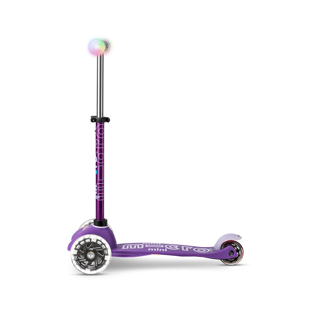 Micro Mini Deluxe Magic LED三輪滑板車-紫色-發光變色適合2-5歲兒童滑板車