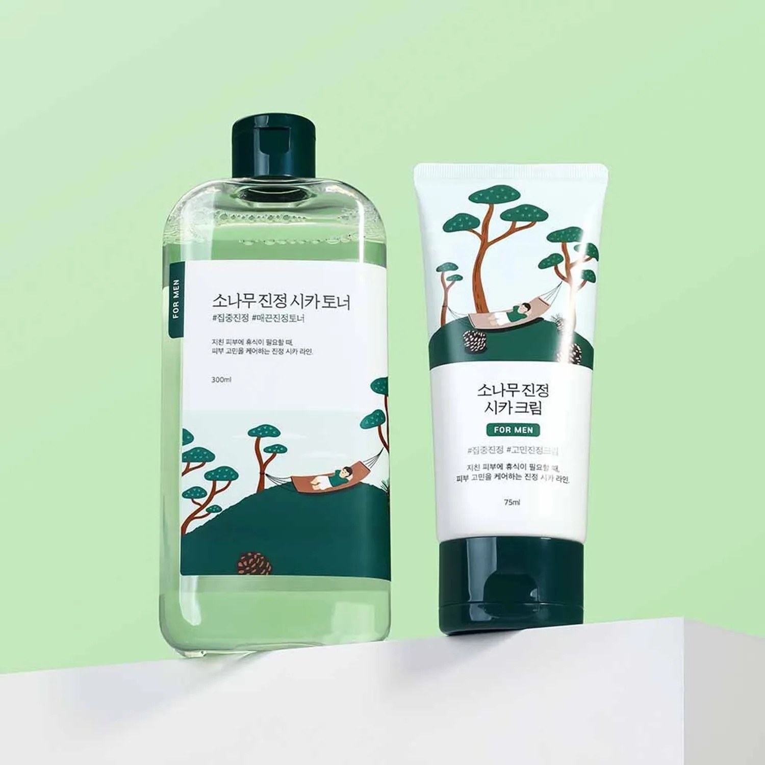 ROUND LAB 男士松針舒緩積雪草爽膚水乳套裝 (爽膚水 300ml + 修護面霜 75ml)