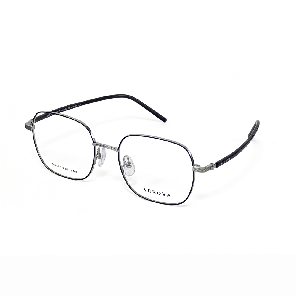 【SEROVA】SC863 C36 方框光學眼鏡♣(黑銀)