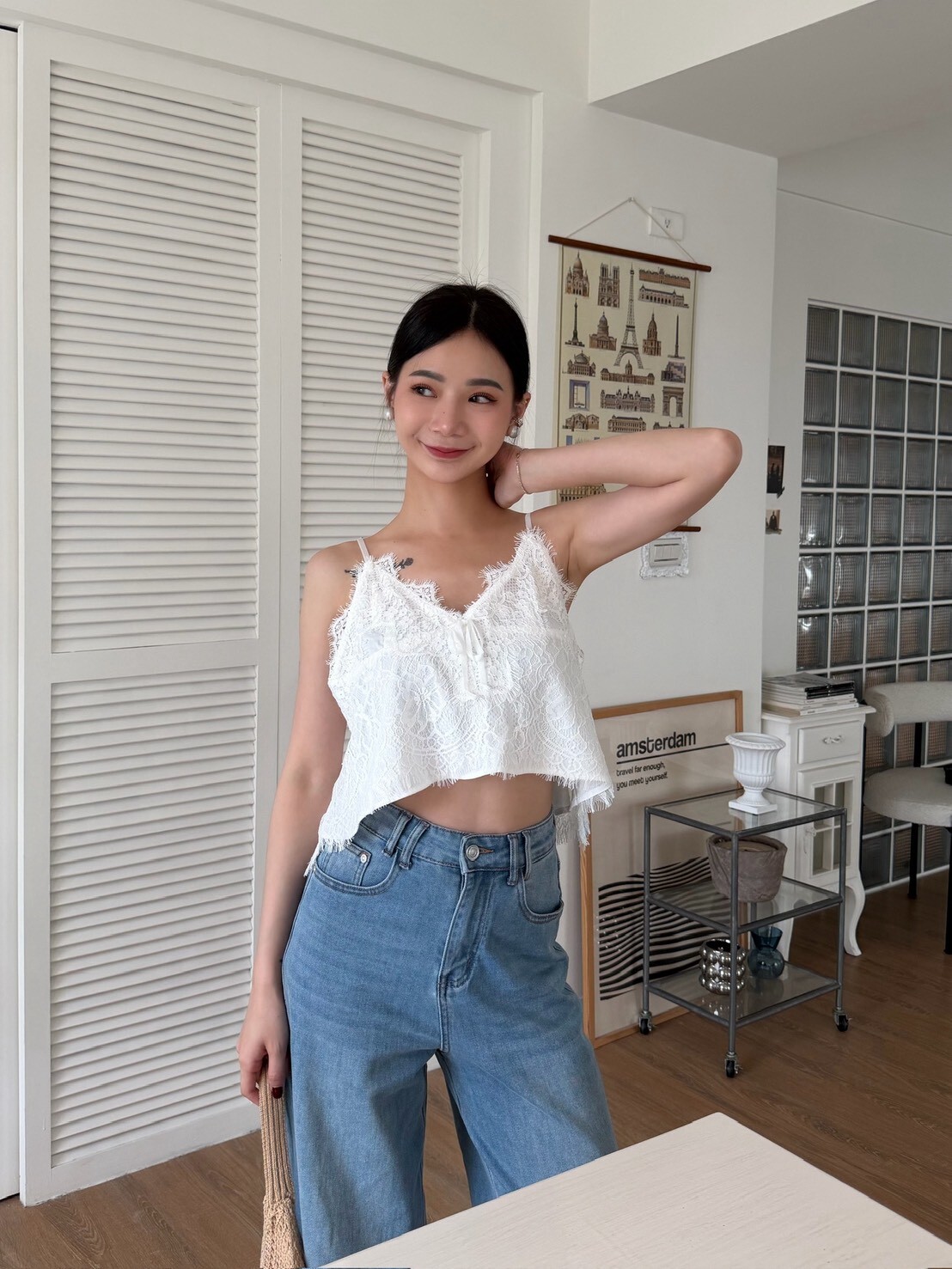 薄料睫毛蕾絲小背心