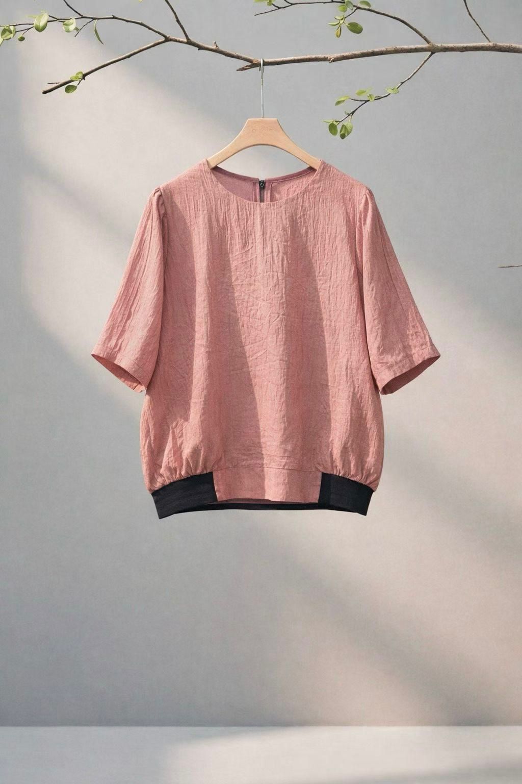 G牌子 皺皺布淨色top~161X