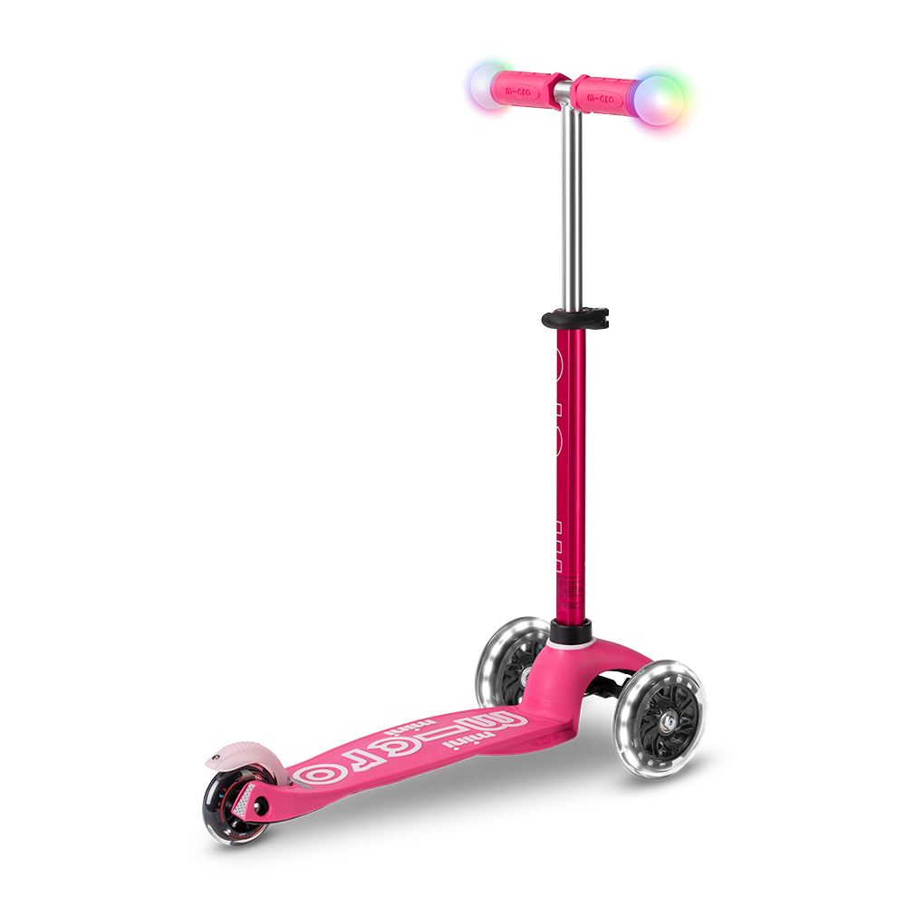 Micro Mini Deluxe Magic LED三輪滑板車-粉色-發光變色適合2-5歲兒童滑板車