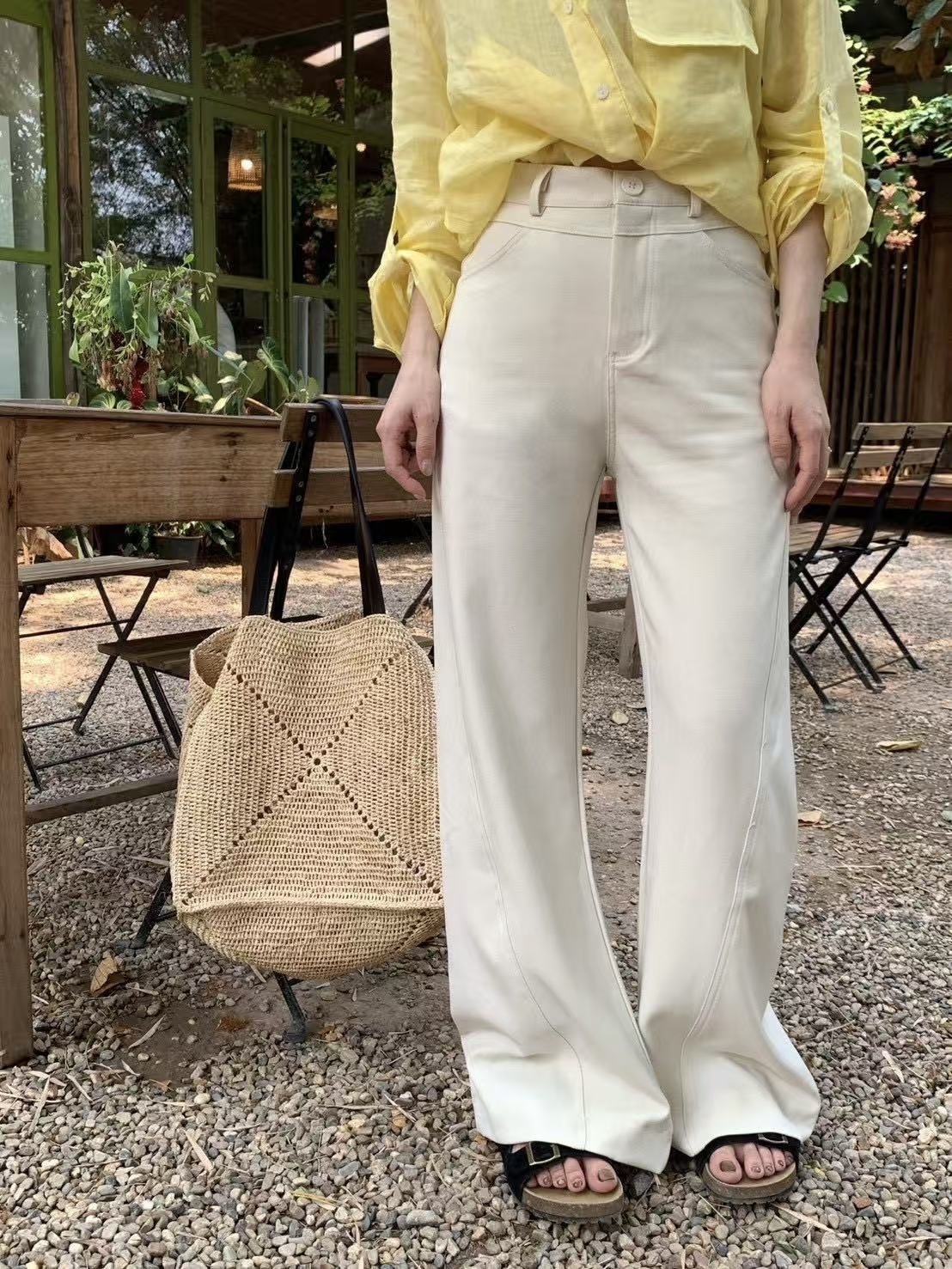 804 壓線小設計長腿休閒西褲